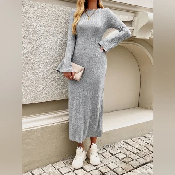 Long sleeve midi dress green - Picture 10 of 15